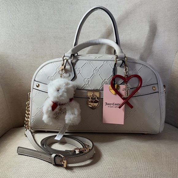 Juicy Couture Handbags - Juicy Couture Cream Satchel with Heart and Bear Charms